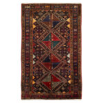 Luxurious Five-Meter Hand-Knotted Kermanshah Wool Rug in Navy