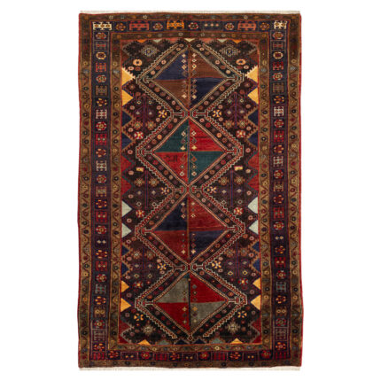 Luxurious Five-Meter Hand-Knotted Kermanshah Wool Rug in Navy