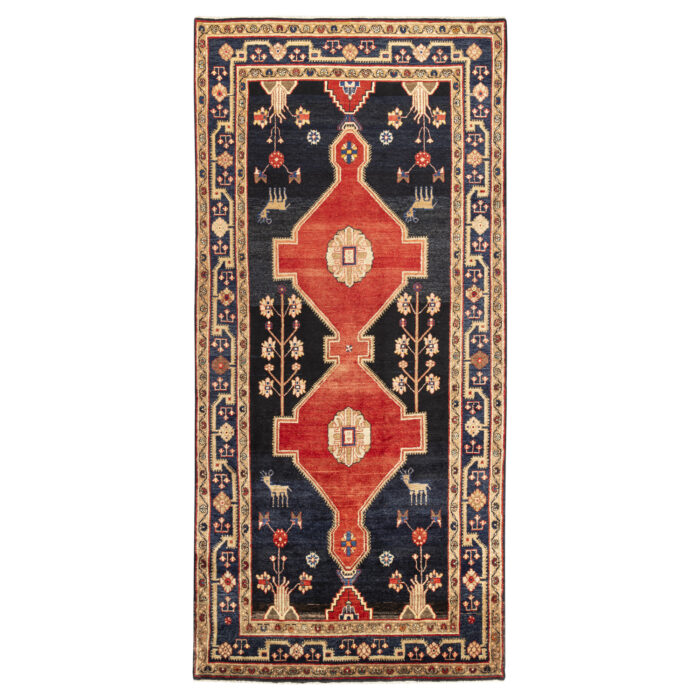 Luxurious Five-Meter Hand-Knotted Rug from Kermanshah in Navy