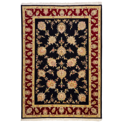 Luxurious Tabriz Wool Rug - Hand-Knotted Navy Beauty