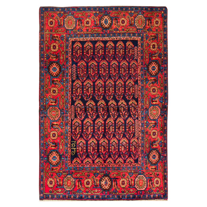 Luxurious Three-meter Hand-Knotted Borujerd Rug - Vintage Navy Wool Beauty