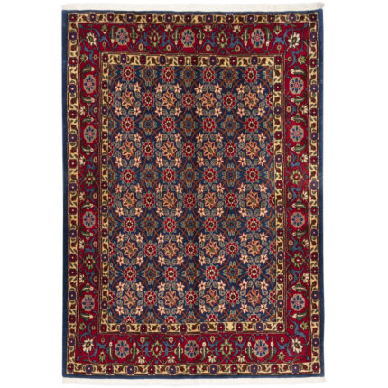 Luxurious Three-Meter Hand-Knotted Wool Rug in Natural Blue Dyeing