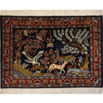 Luxurious One-Meter Hand-Knotted Shekargah Rug in Navy