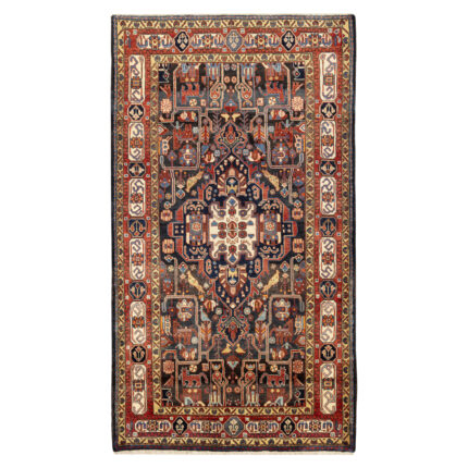 Luxurious Four-Meter Hand-Knotted Nahavand Design Rug in Navy