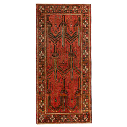 Luxurious 2.43m Balochistan Hand-Knotted Wool Rug in Natural Lac Dye