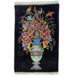Luxurious Qom Silk Hand-Knotted Rug - Exquisite Half-Meter Size
