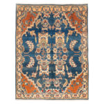 Luxurious Five-Meter Hand-Knotted Wool Rug in Blue from Sabzevar