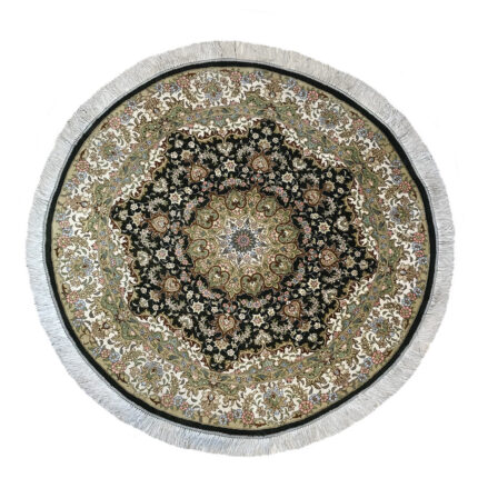 Luxurious One-Meter Silk Taranji Hand-Knotted Rug from Qom