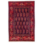 Luxurious Three-Meter Hand-Knotted Borujerd Rug in Navy
