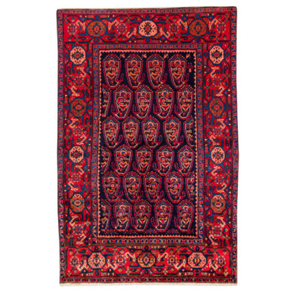 Luxurious Three-Meter Hand-Knotted Borujerd Rug in Navy