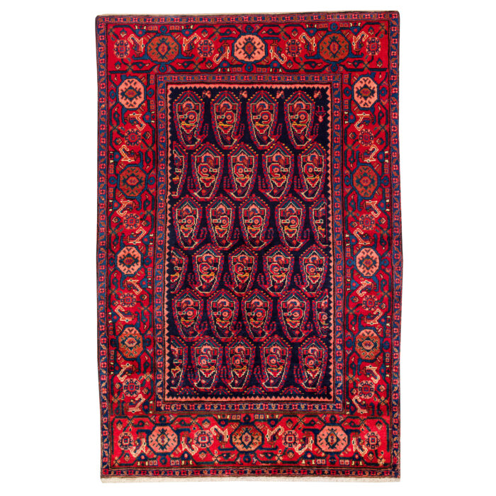 Luxurious Three-Meter Hand-Knotted Borujerd Rug in Navy