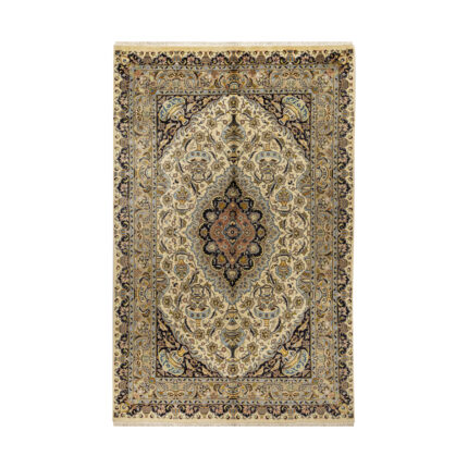 Luxurious Khorasan Hand-Knotted Rug - 5.52m2 Cream Wool Masterpiece