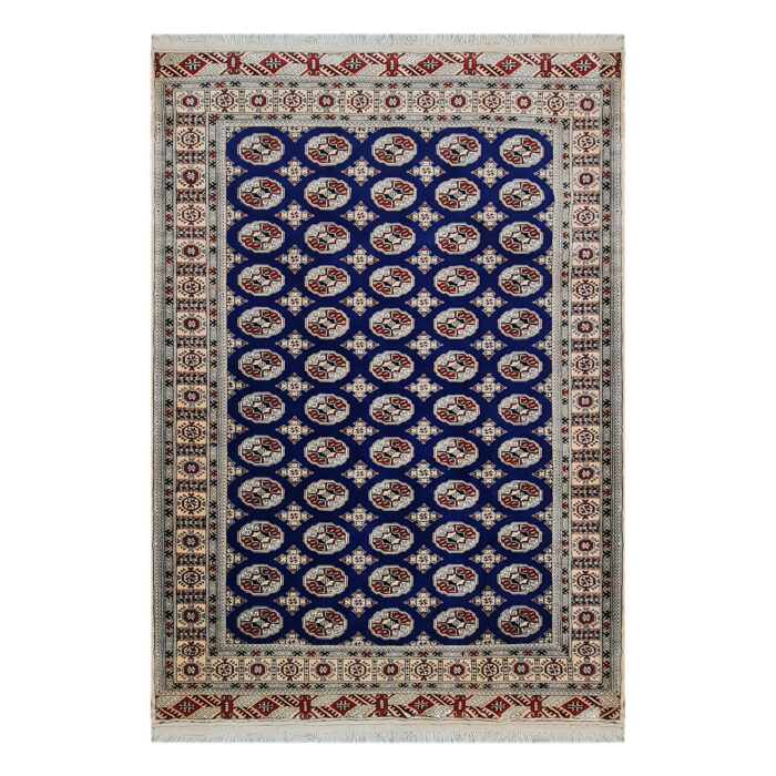 Luxurious Six-Meter Turkmen Hand-Knotted Wool Rug