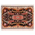 Luxurious Tabriz Wool Silk Hand-Knotted Rug - Black 89x60x1 cm