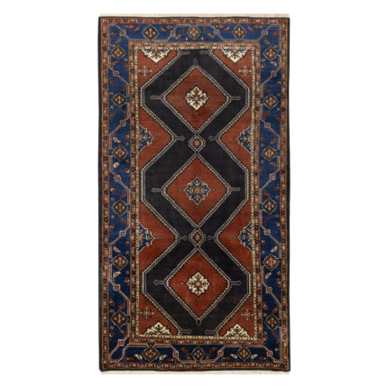 Luxurious Kermanshah Hand-Knotted Rug - Navy Wool Beauty