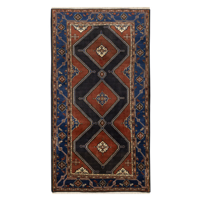 Luxurious Kermanshah Hand-Knotted Rug - Navy Wool Beauty