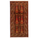 Luxurious 2.50m Hand-Knotted Baloch Map Rug in Natural Wool