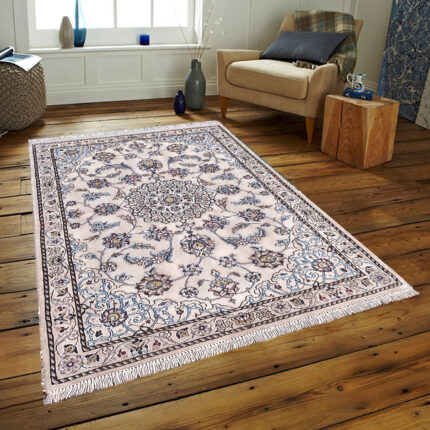 Exquisite Nain Silk and Fleece Hand-Knotted Half-Meter Rug