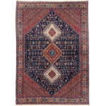 Luxurious Six-Meter Hand-Knotted Isfahan Rug in Navy