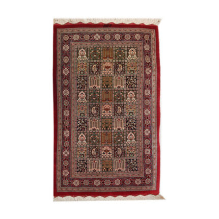 Luxurious Qom Silk Hand-Knotted Rug - Exquisite Multicolour Design