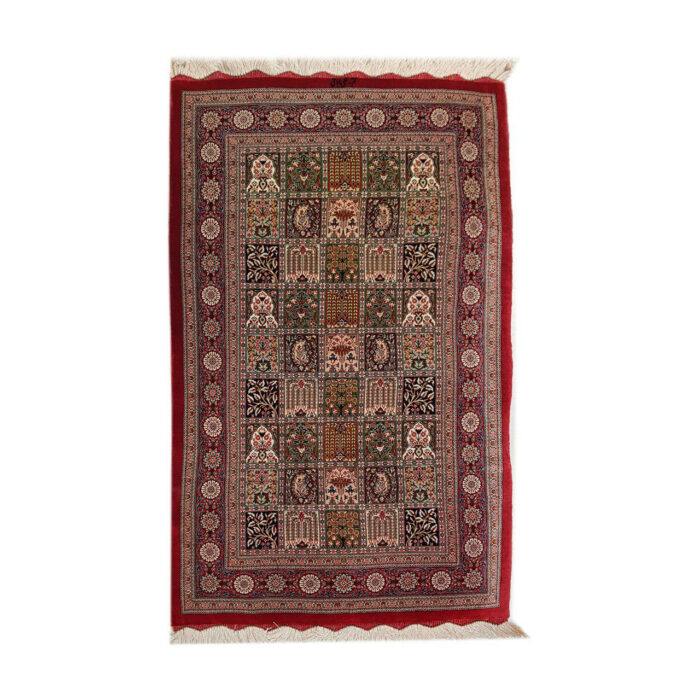 Luxurious Qom Silk Hand-Knotted Rug - Exquisite Multicolour Design