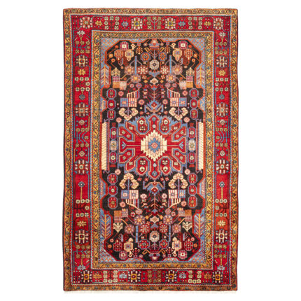 Luxurious Nahavand Hand-Knotted Rug - 4.73m2 Navy Wool Design