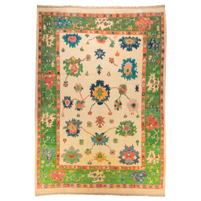 Luxurious 15m Persian Hand-Knotted Wool Rug in Cream - Exquisite Kashmar Design