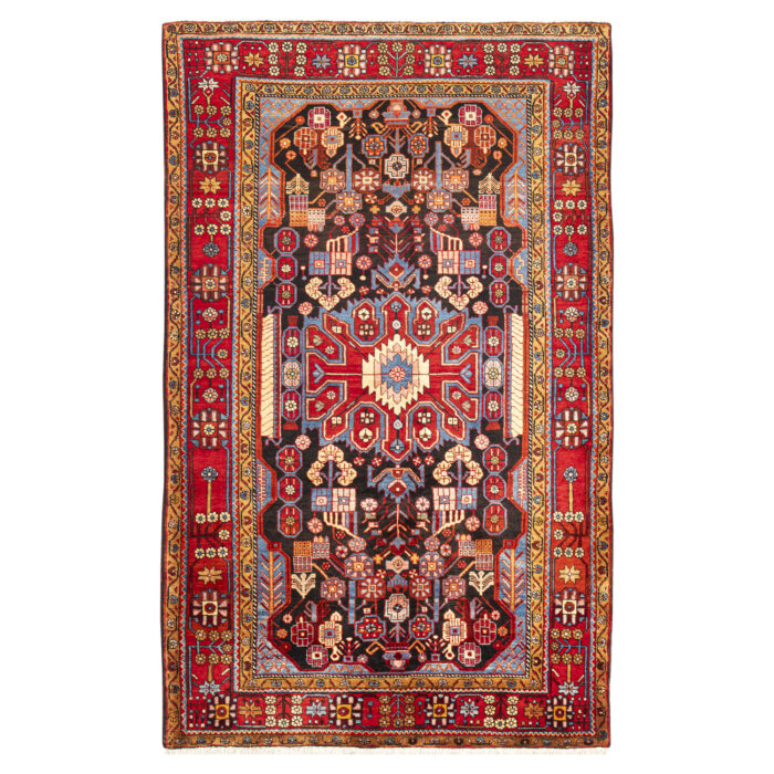 Luxury Nahavand Hand-Knotted Rug | 4.5m Hand-Spun Wool Navy Design
