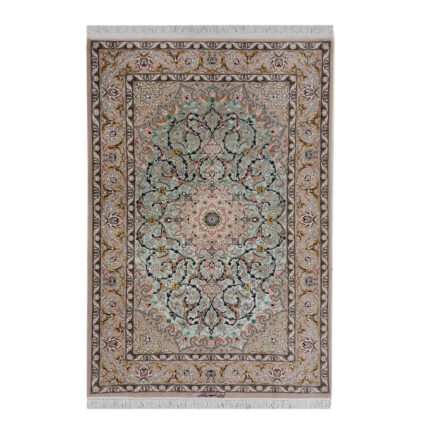 Luxurious Two-Meter Silk Isfahan Abtin Hand-Woven Rug