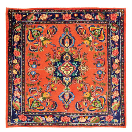 Luxurious One Meter Hand-Knotted Reza Turkmeni Sarouk Wool Rug
