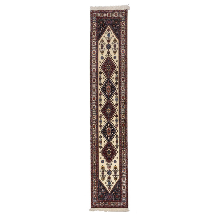Luxurious Handwoven Persian Wool & Silk Rug | 3m Long Cream Carpet