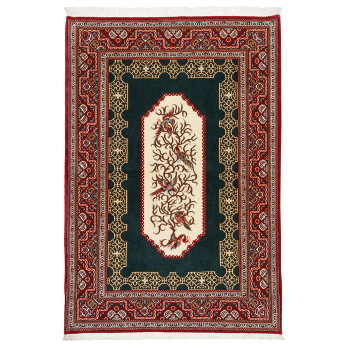 Luxurious Qom Persian Hand-Knotted Rug - Green Fleece 1.61m2