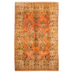 Luxurious Hand-Knotted Persian Wool Rug in Peach - 380x254 cm
