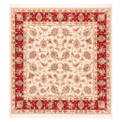 Luxurious Tabriz Wool Rug | Hand-Knotted 2.32m2 Cream Area Rug