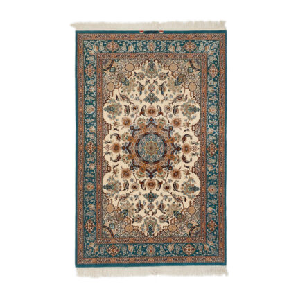 Exquisite Isfahan Silk Rug with Silk Flowers | 2.5m2 Hand-Knotted Beauty