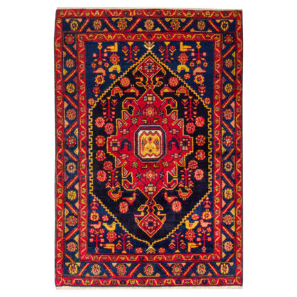 Luxurious Three-Meter Hand-Knotted Borujerd Rug in Navy