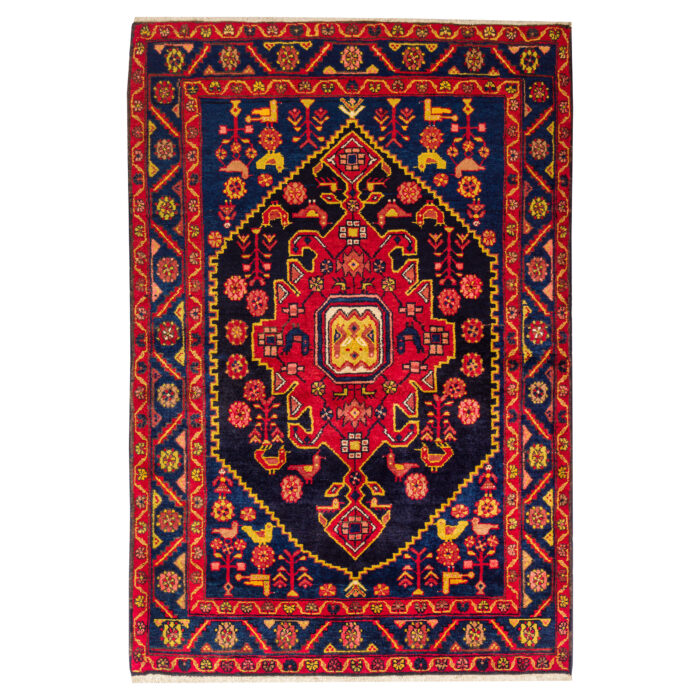 Luxurious Three-Meter Hand-Knotted Borujerd Rug in Navy