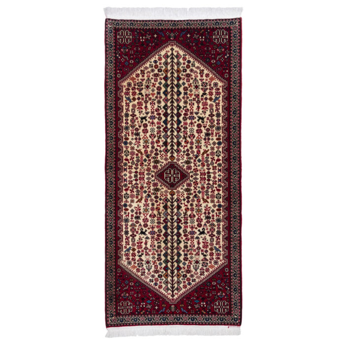 Luxurious One & Half Meter Persian Hand-Knotted Wool Rug - Cream