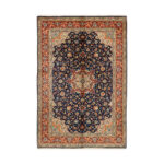 Luxurious Five and a Half Meter Zabul Hand-Knotted Rug in Navy