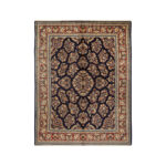Luxurious Six-Meter Sarouk Hand-Knotted Wool Rug in Navy