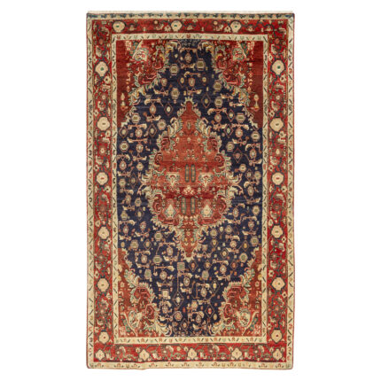 Luxurious Kermanshah Hand-Knotted Navy Wool Rug - 4m
