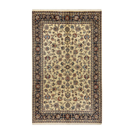 Luxurious Six-Meter Hand-Knotted Khorasan Rug in Cream