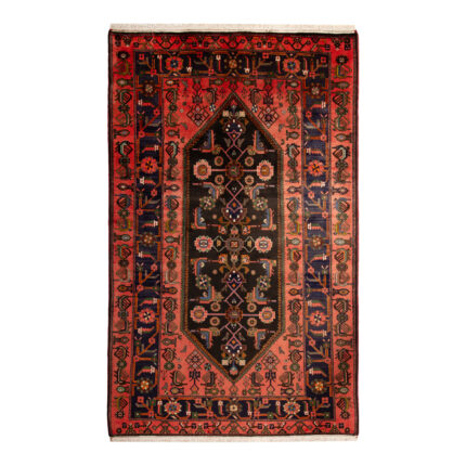 Luxurious Kermanshah Hand-Knotted Wool Rug in Navy - 3m