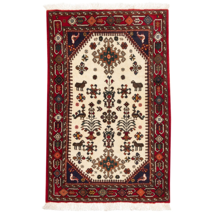 Luxurious Isfahan Hand-Knotted Wool Rug - 0.98 m2 Cream Nasrabad