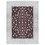 Exquisite Nine-meter Hand-Knotted Nain Silk Fleece Rug in Crimson