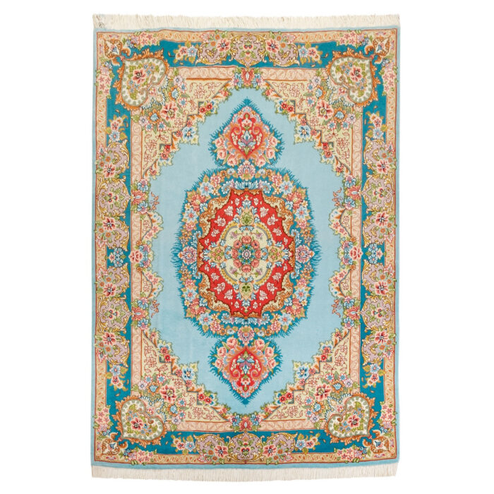 Luxurious Tabriz Wool Rug - Hand-Knotted 3m Blue Beauty