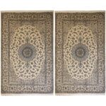 Luxurious Six-Meter Hand-Knotted Nain Solar Rug - Silk & Fleece