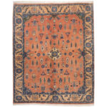 Luxurious Five-meter Hand-Knotted Wool Rug in Peach from Sabzevar