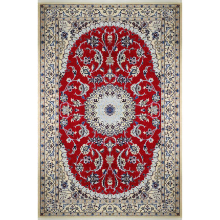 Luxurious Three-Meter Hand-Knotted Silk and Fleece Rug from Nain