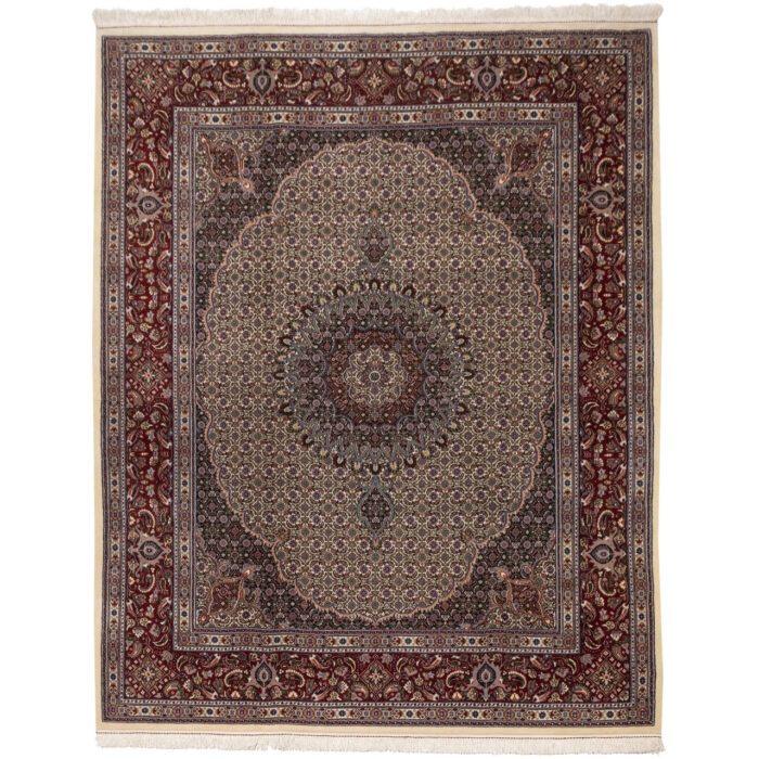 Luxurious Five-Meter Hand-Knotted Wool Silk Rug from Birjand